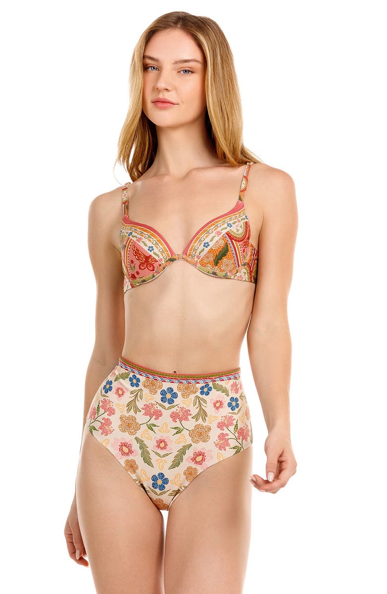 Agua Bendita Candelaria Fiore Underwire Bikini Top, Alternate, color, Red