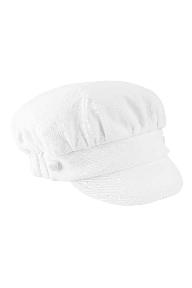 Elegant Christening Romper & Newsboy Cap Set, Alternate, color, WHITE