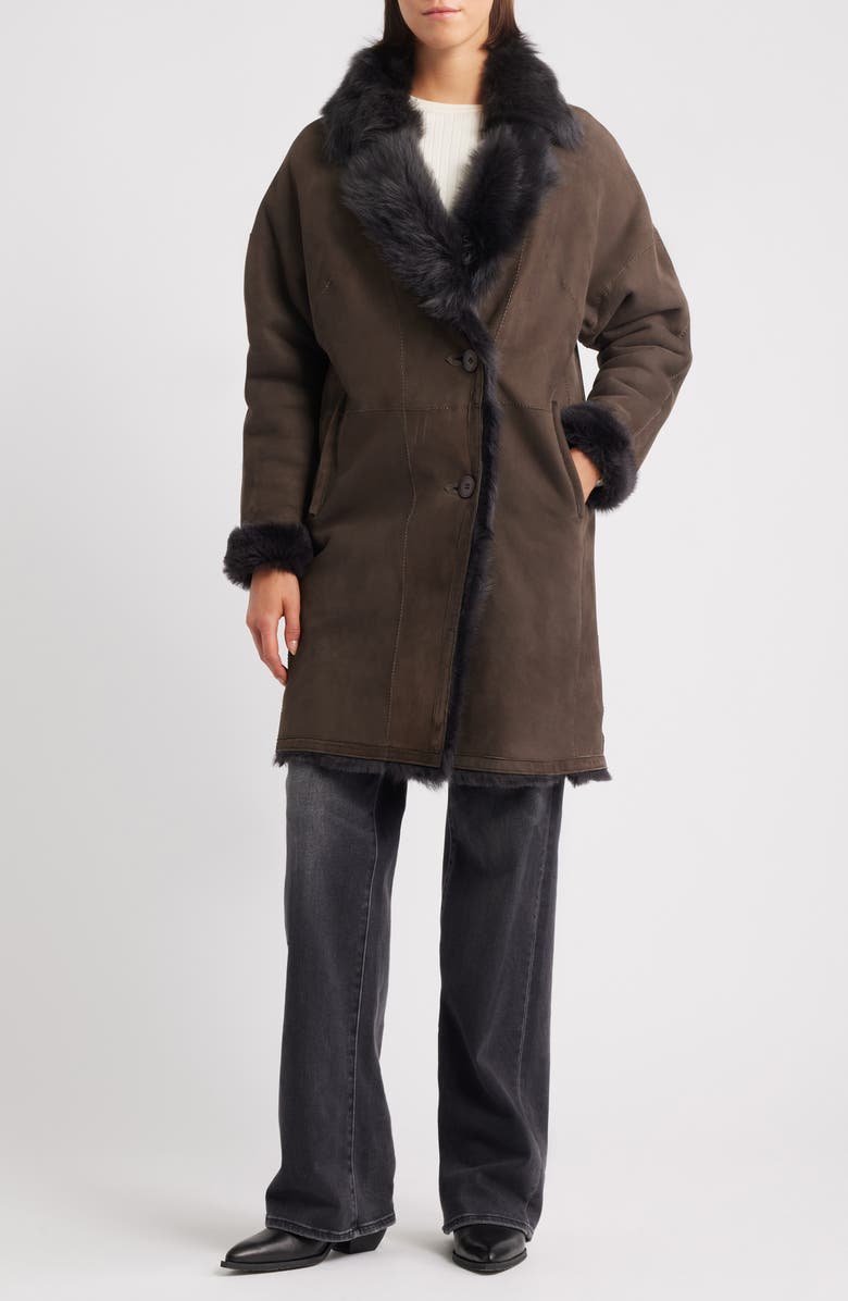 HiSO August Reversible Genuine Shearling Coat, Alternate, color, Cappuccino