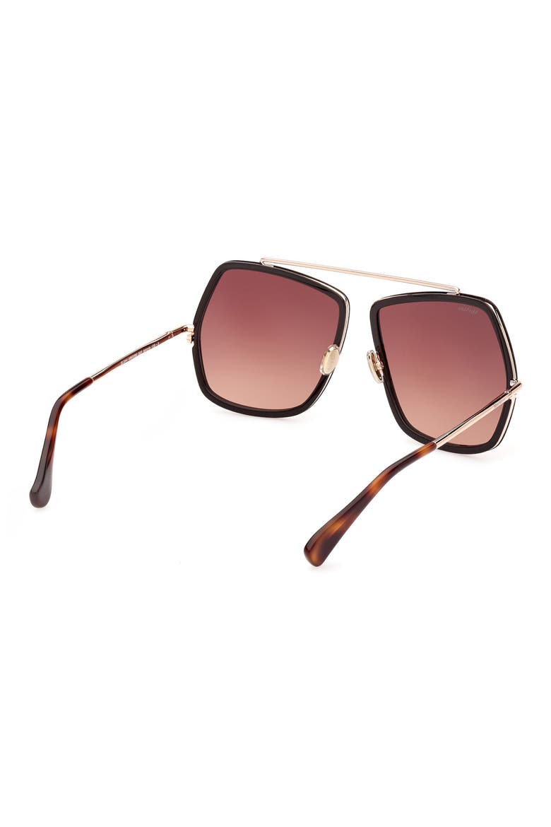 64mm Gradient Geometric Sunglasses, Alternate, color, DARK BROWN/GRADIENT BROWN