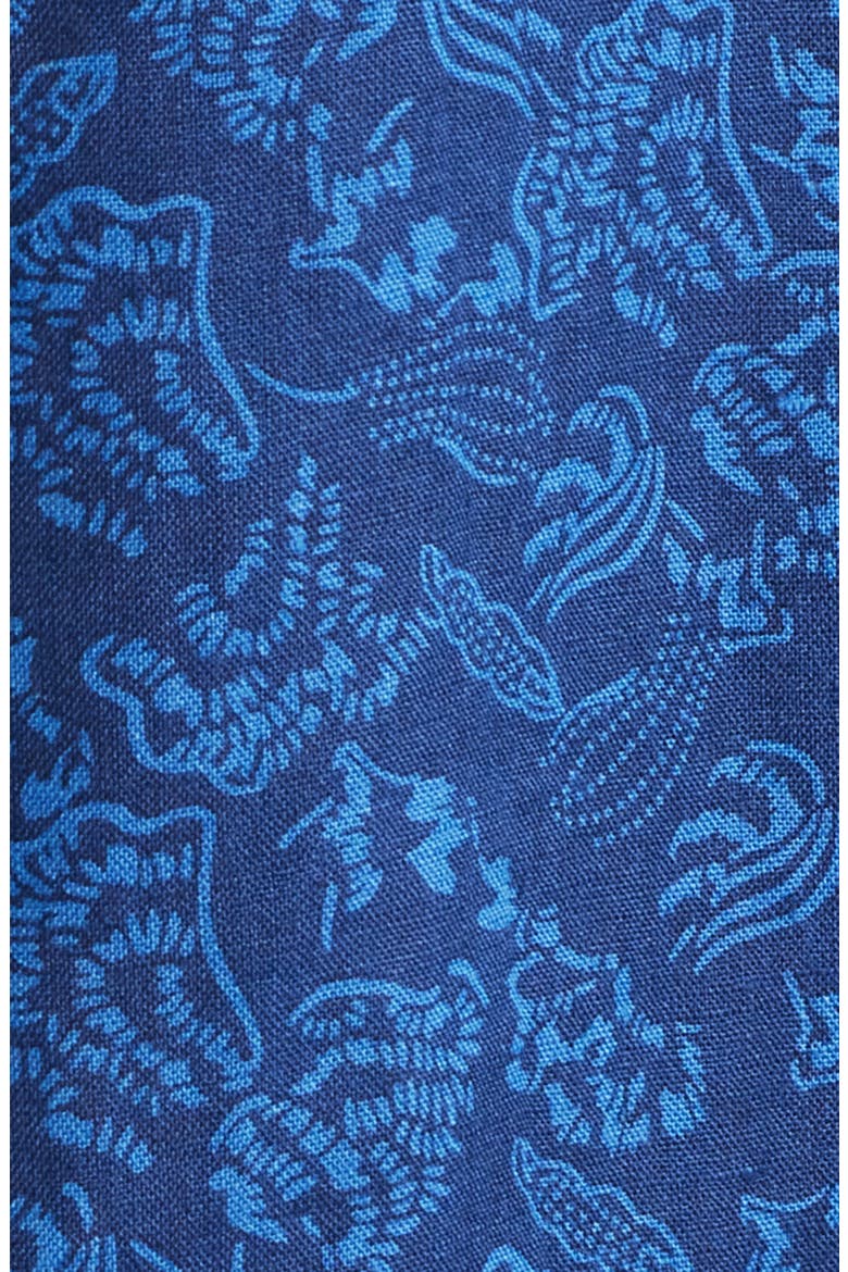 Floral Linen Button-Up Shirt, Alternate, color, DARK BLUE