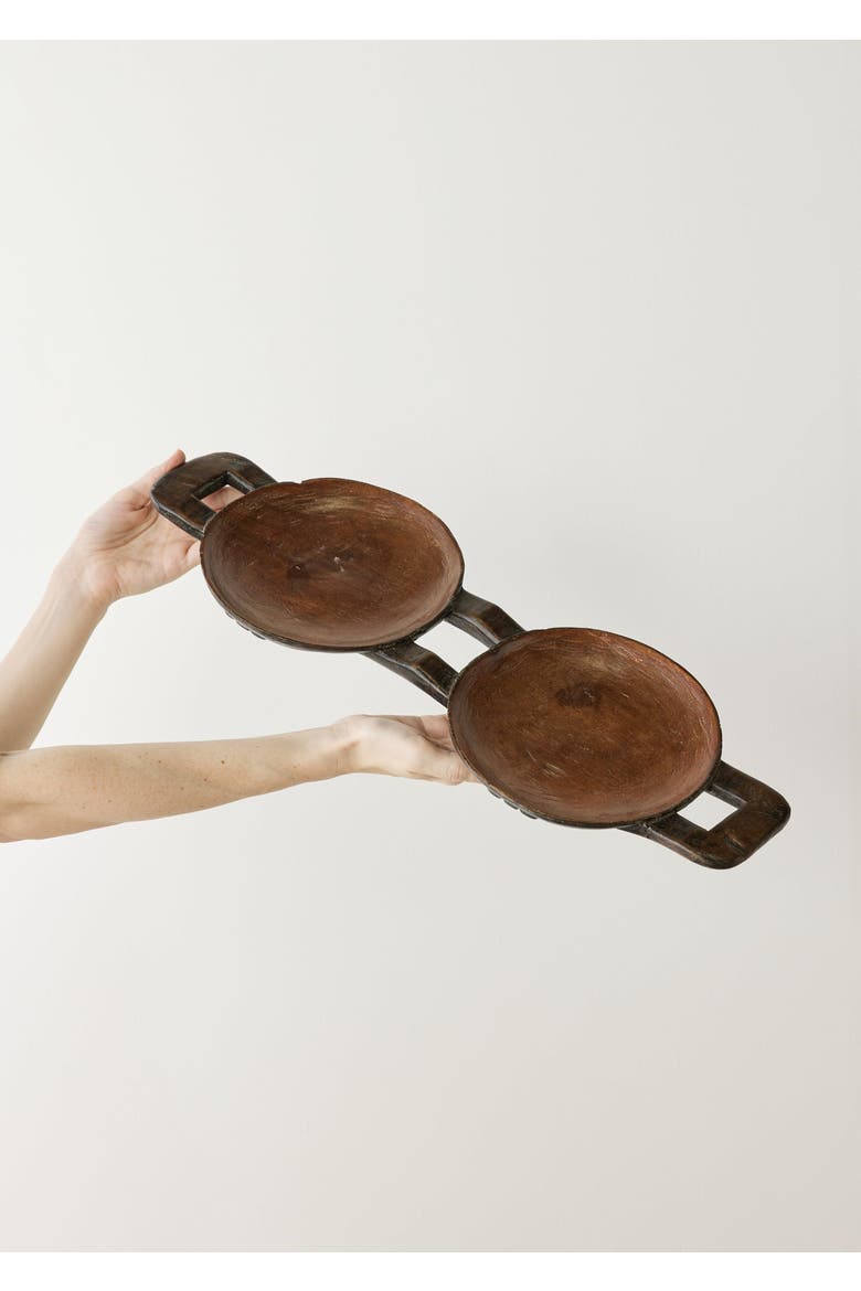 Bamenda Duo Circular Wooden Serving Tray, Alternate, color, Natural
