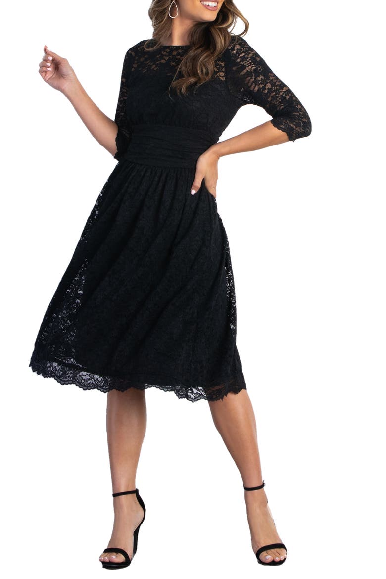Luna Lace Cocktail Dress, Alternate, color, ONYX