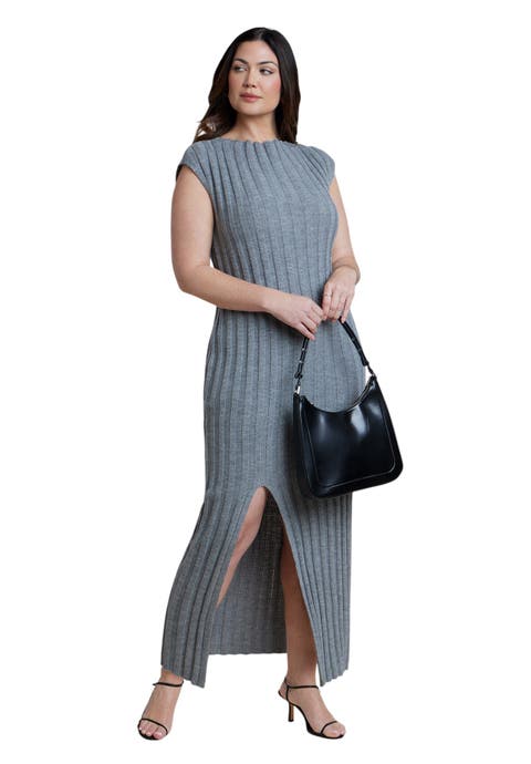 Short Sleeve Ribbed Sweater Maxi Dress (plus)