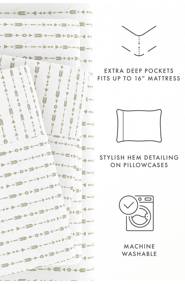 HOMESPUN IENJOY HOME Premium Ultra Soft Elegant Beaded Arrows 4-Piece Sheets Set, Alternate, color, Sage