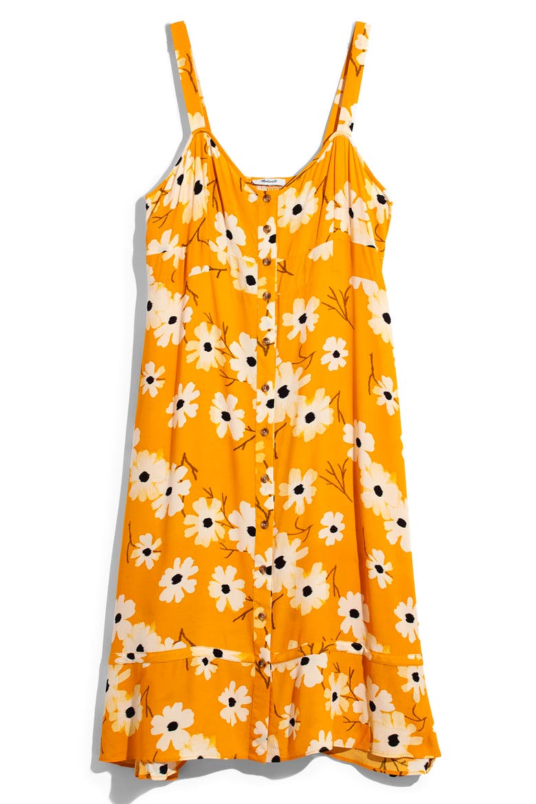 Ikat Floral Button Front Dress, Alternate, color, IKAT FLORAL GOLDEN LANTERN