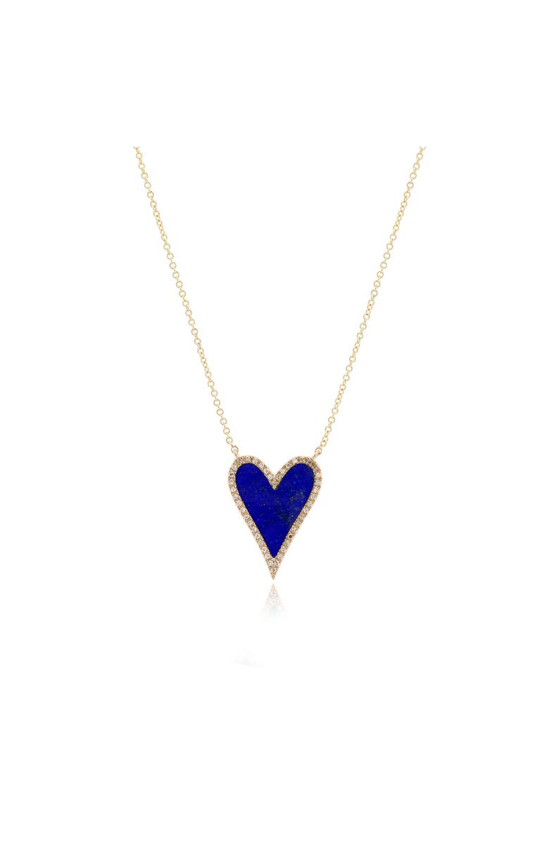 The Lovery Fine Jewelry Lapis Diamond Halo Heart Necklace, Main, color, Lapis
