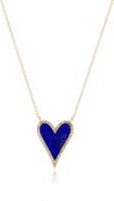 The Lovery Fine Jewelry Lapis Diamond Halo Heart Necklace