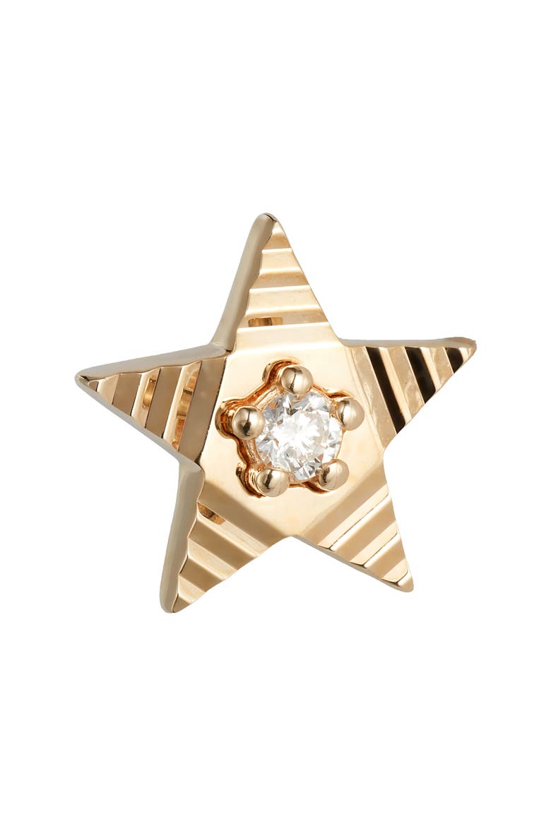 Diamond Fluted Star Stud Earrings, Alternate, color, YELLOW GOLD