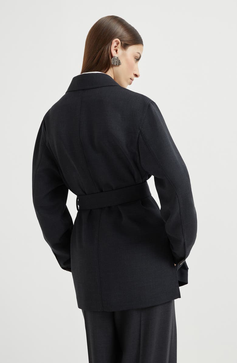 Brunello Cucinelli Fluid twill blazer, Alternate, color, Lignite Grey