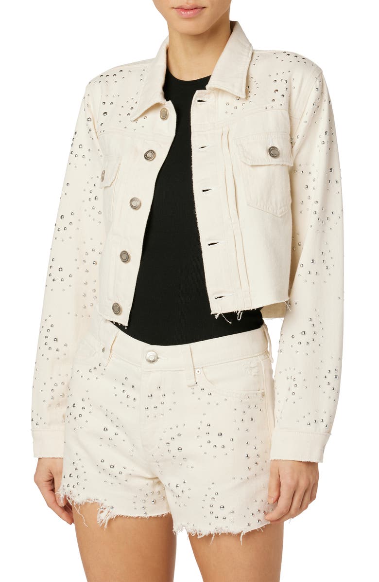Hudson Jeans Lola Studded Shrunken Denim Jacket, Main, color,