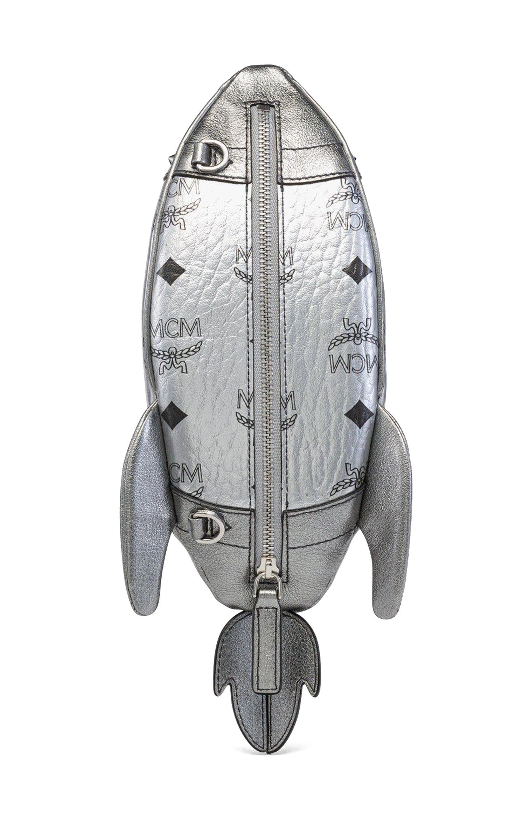 MCM Aren Rocket Crossbody in Visetos, Alternate, color, Silver