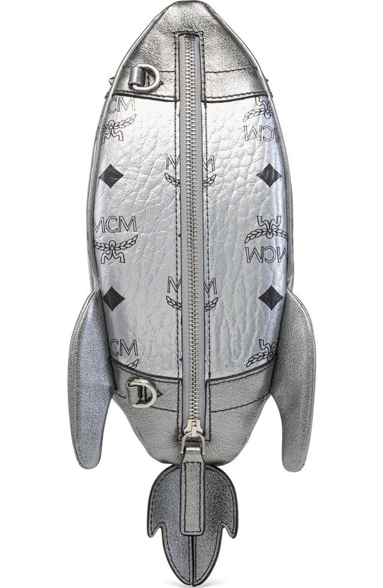 MCM Aren Rocket Crossbody in Visetos, Alternate, color, Silver