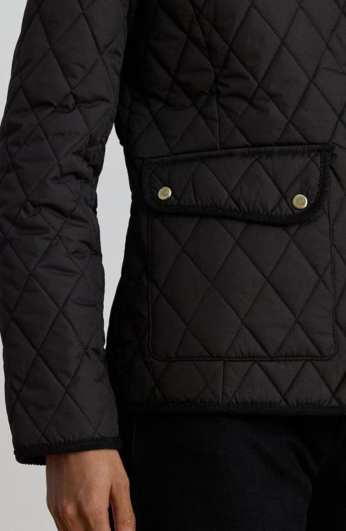 Ralph Lauren Lauren Quilted Faux Shearling Collar Jacket In Black
