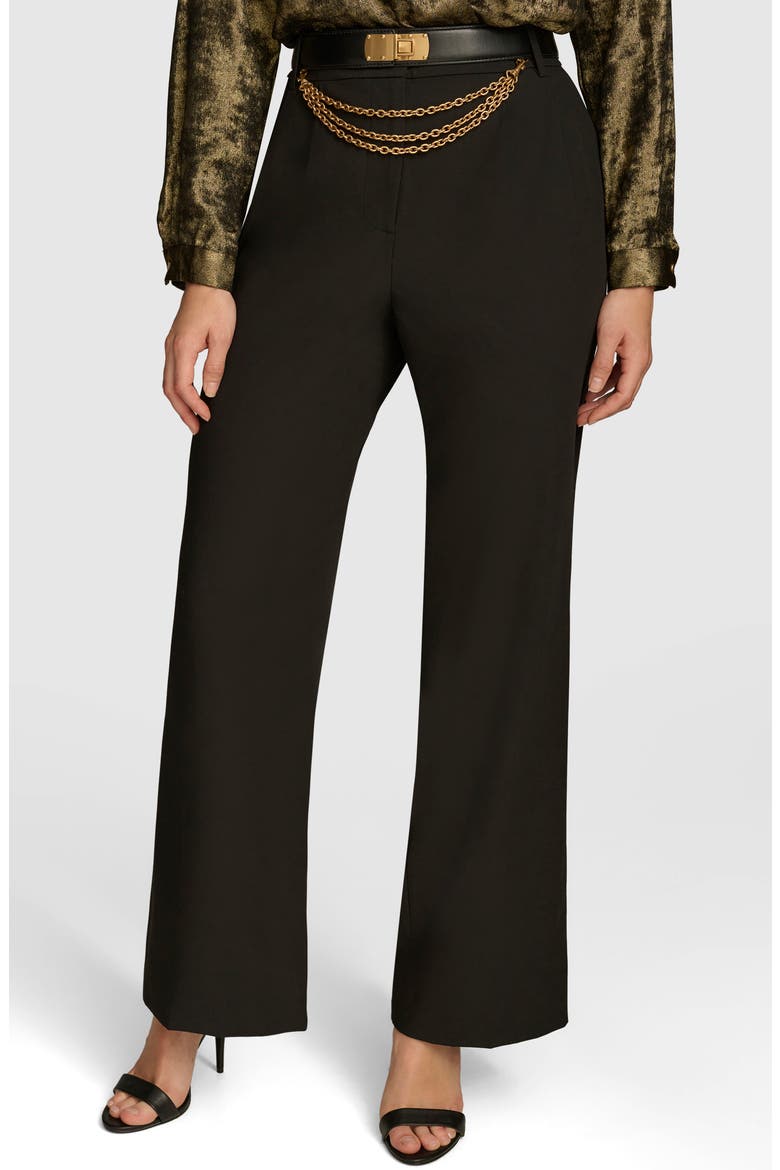 Chain Belt Wide Leg Pants, Alternate, color, BLACK