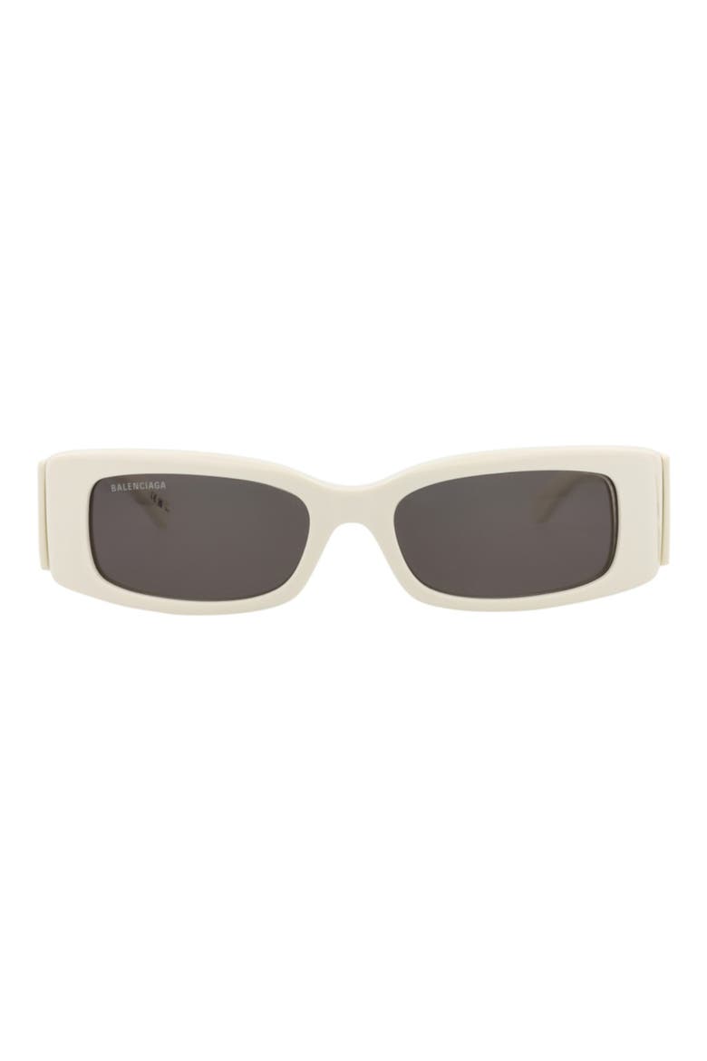 56mm Novelty Rectangular Sunglasses, Main, color, WHITE WHITE GREY