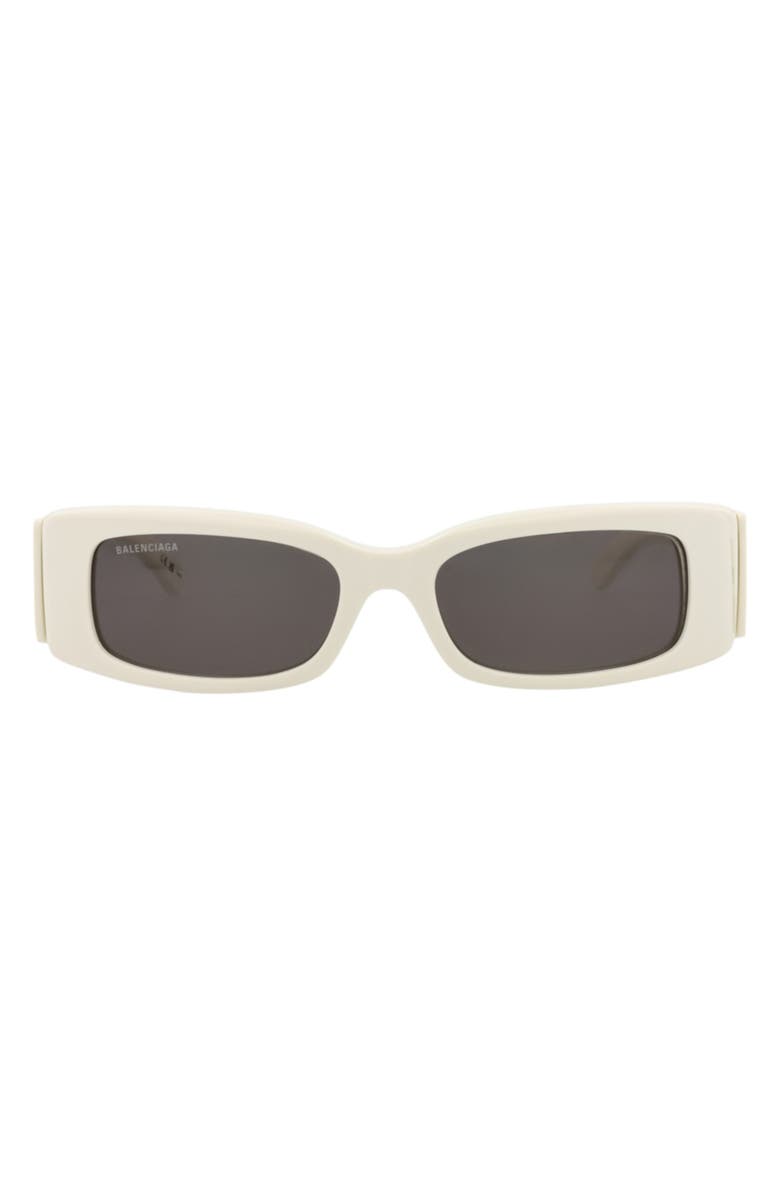 Balenciaga 56mm Novelty Rectangular Sunglasses, Main, color, White White Grey