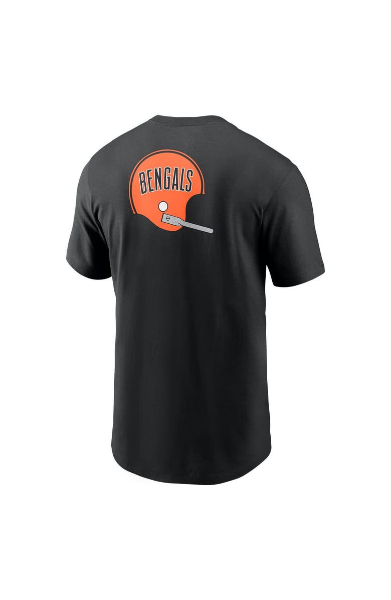 Nike Men's Nike Black Cincinnati Bengals Rewind Front and Back Hit Essential T-Shirt, Alternate, color, Black