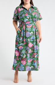 SUGARLIPS Elara Floral Marisy Collared Shirtdress