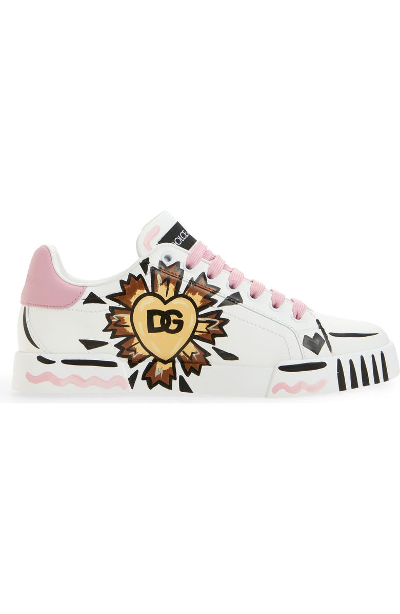 Dolce&Gabbana Portofino Light Strobel Sneaker, Alternate, color, Bianco/ Rosa Baby