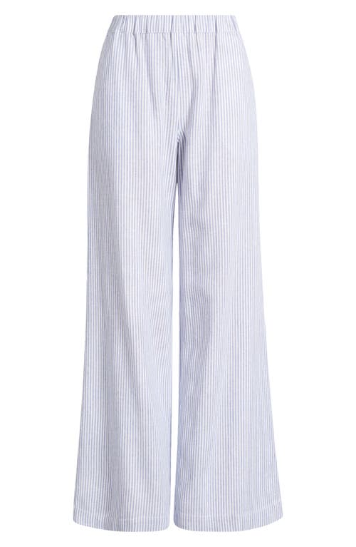 Caslonr Caslon(r) Stripe Wide Leg Linen Blend Pants In Blue- White Harper Stripe