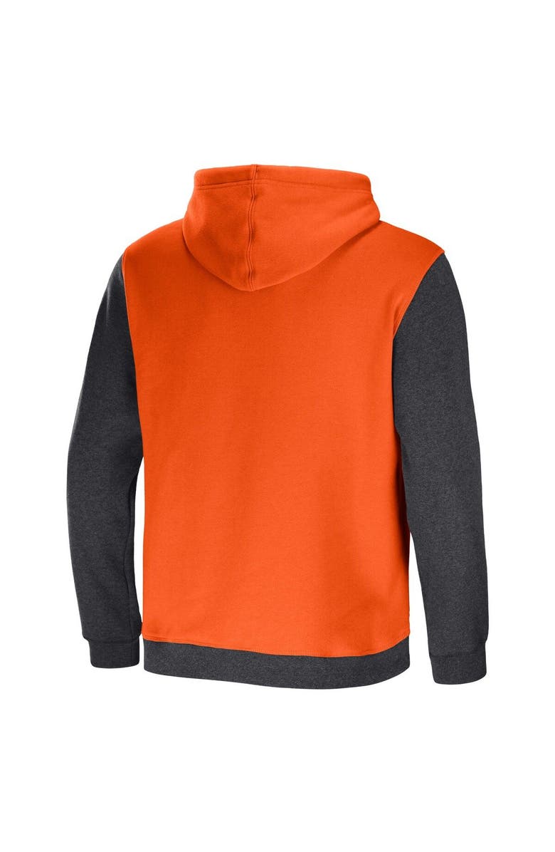 NFL X DARIUS RUCKER Men's NFL x Darius Rucker Collection by Fanatics Orange/Heather Charcoal Chicago Bears Colorblock Pullover Hoodie, Alternate, color, Orange