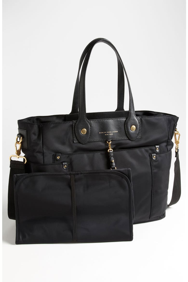 MARC BY MARC JACOBS 'Preppy Nylon Eliz-a-baby' Diaper Bag, Alternate, color, BLACK