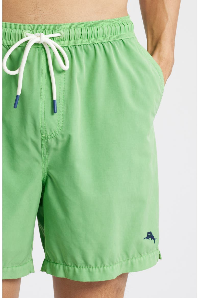 Naples Valley Garment Dyed 6-Inch Performance Swim Trunks, Alternate, color, GLOWSTICK