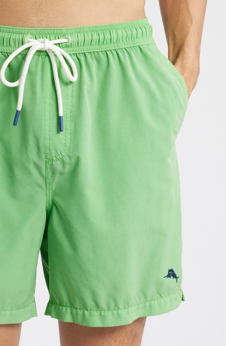 Tommy Bahama Naples Valley Garment Dyed 6-Inch Performance Swim Trunks, Alternate, color, Glowstick