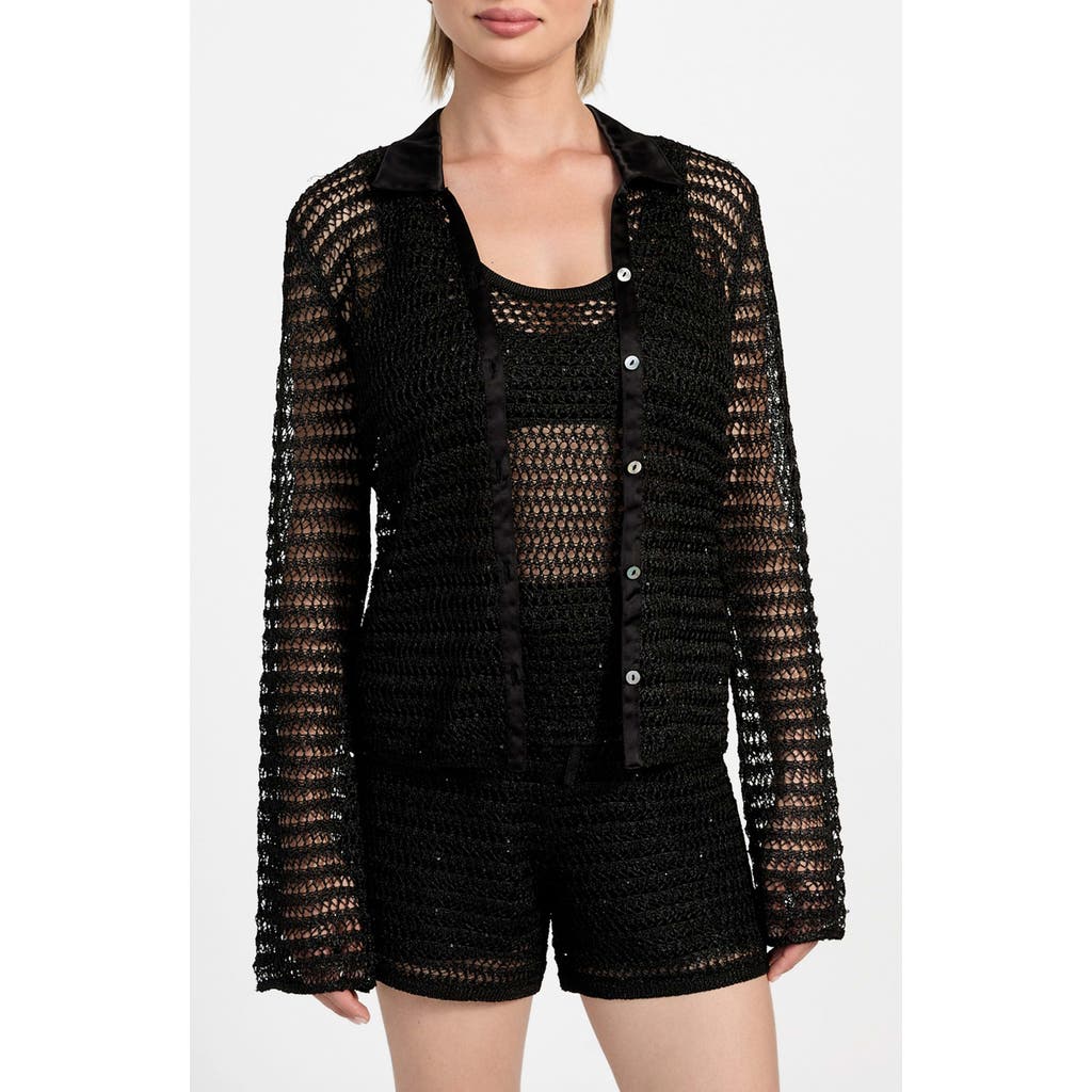 Guess Women's Bella Embellished Knit Shirt In Black