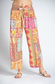APNY Print Tie Waist Crop Wide Leg Pants