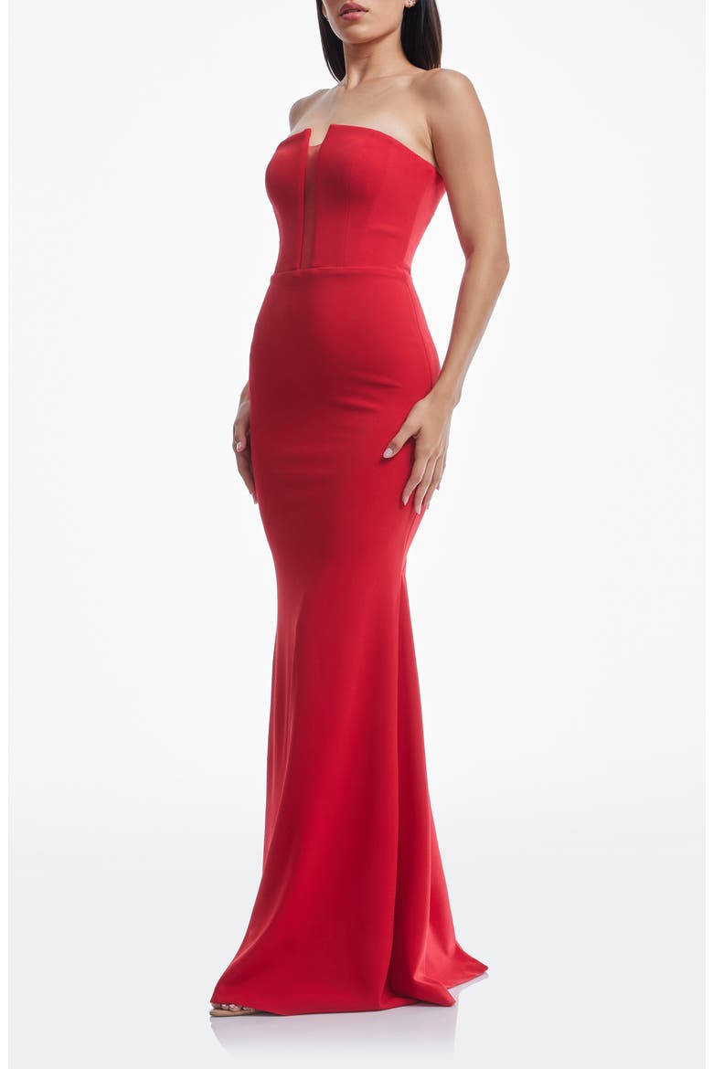 Izzy Strapless Mermaid Gown, Alternate, color, ROUGE