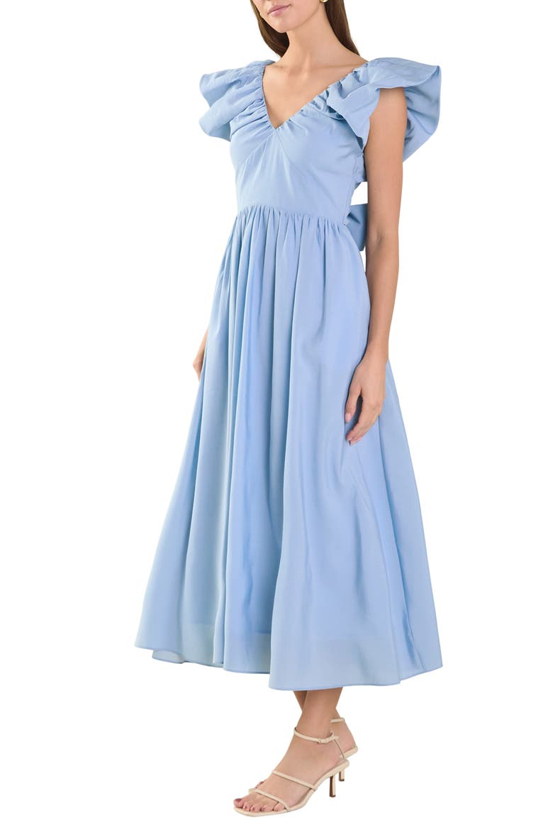Tie Back Maxi Dress, Alternate, color, POWDER BLUE