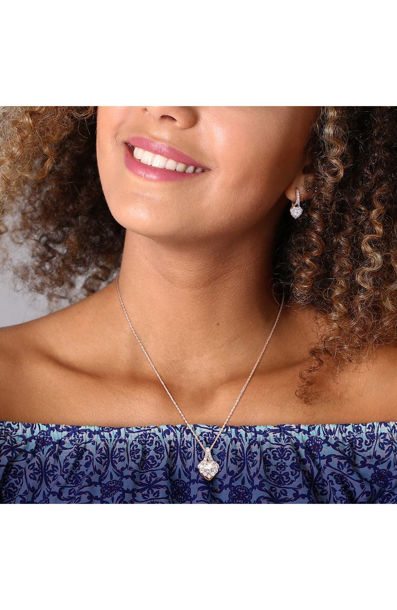 DELMAR Lab Grown Moissanite Heart Halo Pendant Necklace & Earrings Set, Alternate, color, 