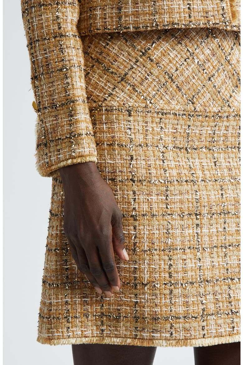 Multiyarn Metallic Tweed Skirt, Alternate, color, GOLD/ CANYON MULTI