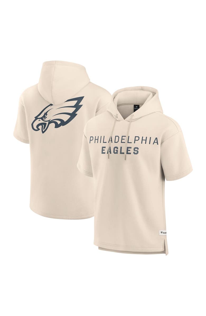 FANATICS Men's Fanatics Cream Philadelphia Eagles Elements Future Ground Lettering Short Sleeve Pullover Hoodie, Main, color, 