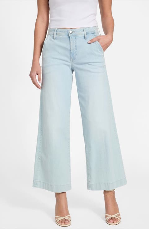 Zoya Crop Wide Leg Jeans (Lagoon Light)