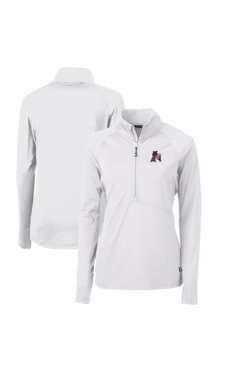 Cutter & Buck Women's Cutter & Buck White Arkansas Razorbacks Adapt Eco Knit Stretch Recycled Half-Zip Pullover Top, Main, color, 