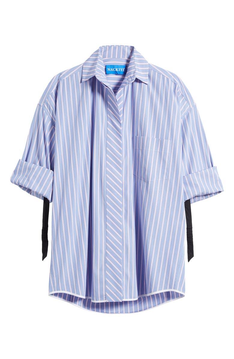 NACKIYÈ Breakfast Club Stripe Oversize Cotton Button-Up Shirt, Main, color,
