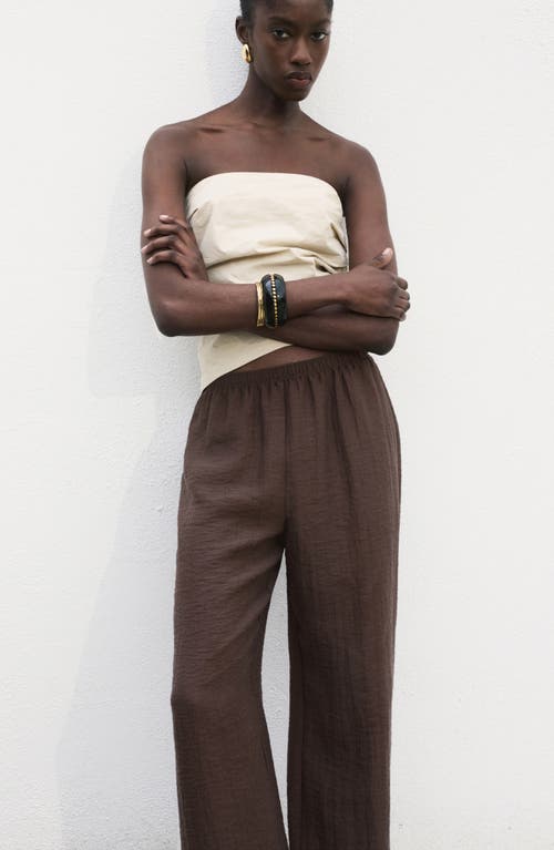 Mango Elastic Waist Lyocell Blend Pants In Brown