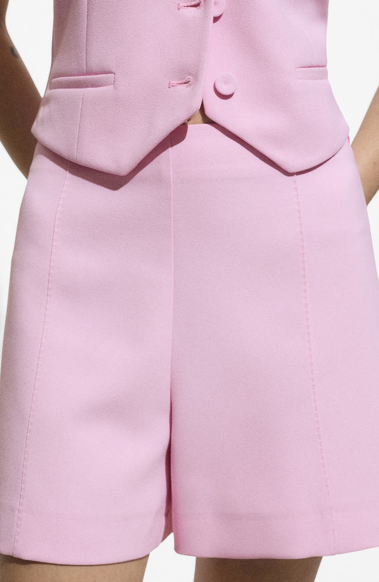 MANGO Mid Rise Straight Leg Shorts, Alternate, color, Pink