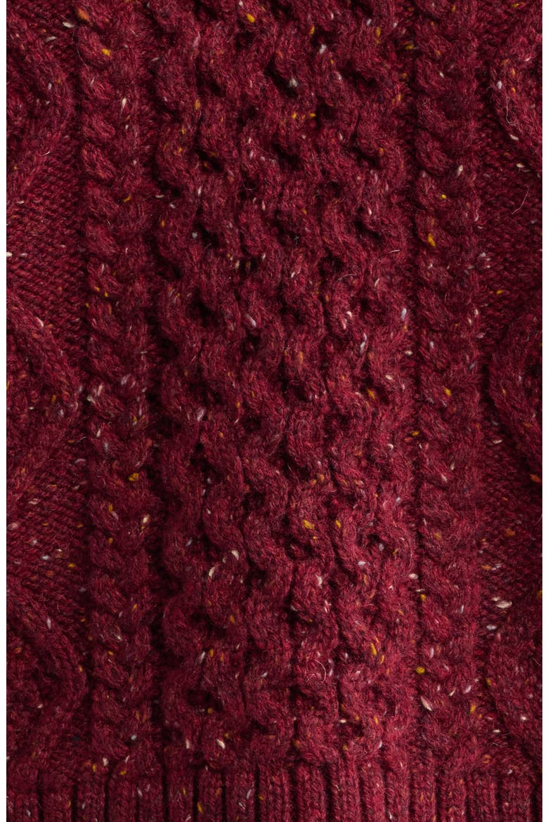 Fisherman Cable Knit Pullover Sweater, Alternate, color, WINE DONEGAL