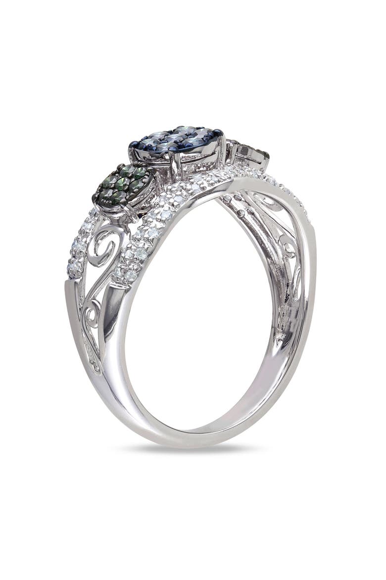 Multi-Color Diamond Cluster Ring, Alternate, color, Multi-Color Diamond