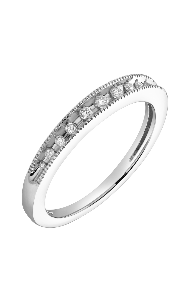 Eternity 14K Gold Round Diamond Studded Stackable Band Ring - 0.11cts, Alternate, color, 14K White Gold