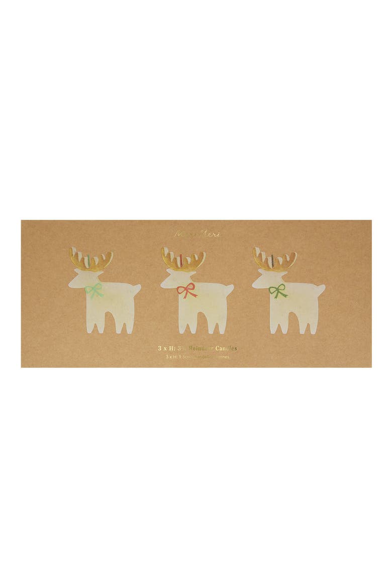 Reindeer with Bow 3-Piece Candle Set, Alternate, color, IVORY MULTI COLOR