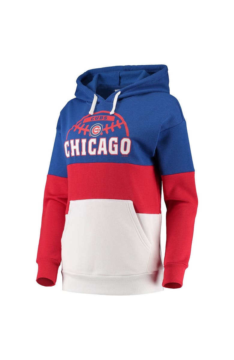 G-III SPORTS BY CARL BANKS Women's G-III Sports by Carl Banks Royal/Red Chicago Cubs Block and Tackle Colorblock Pullover Hoodie, Alternate, color, 
