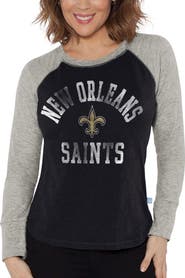 G-III 4HER BY CARL BANKS Women's G-III 4Her by Carl Banks Black/Heather Gray New Orleans Saints Waffle Knit Raglan Long Sleeve T-Shirt