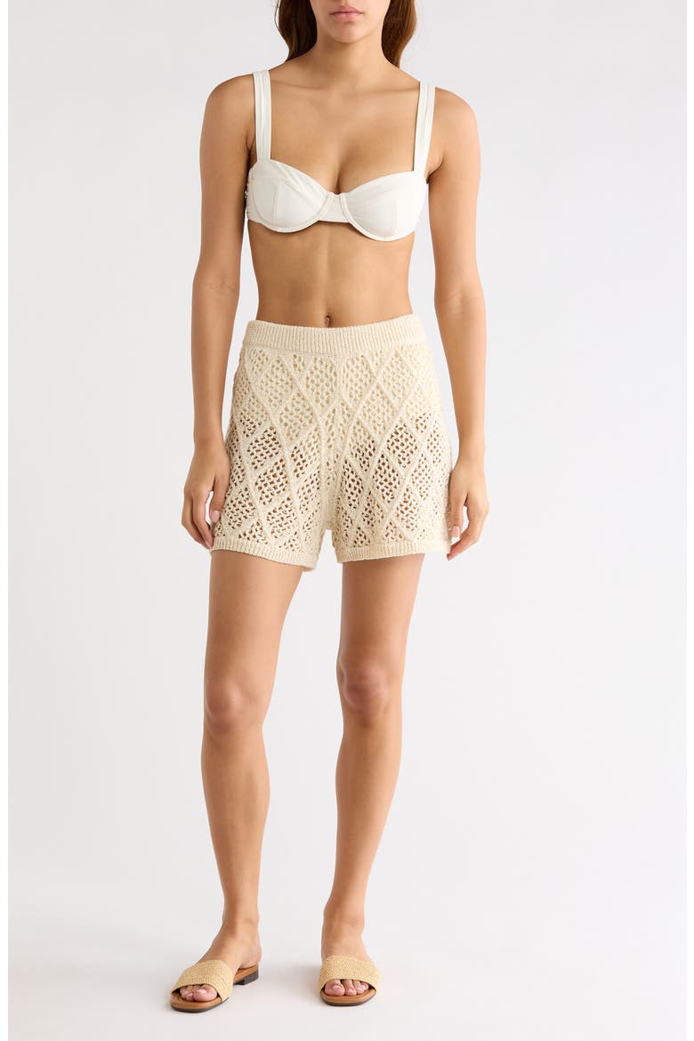 Openwork Knit Cover-Up Shorts, Main, color, NATURAL