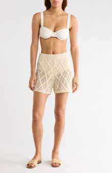 Openwork Knit Cover-Up Shorts