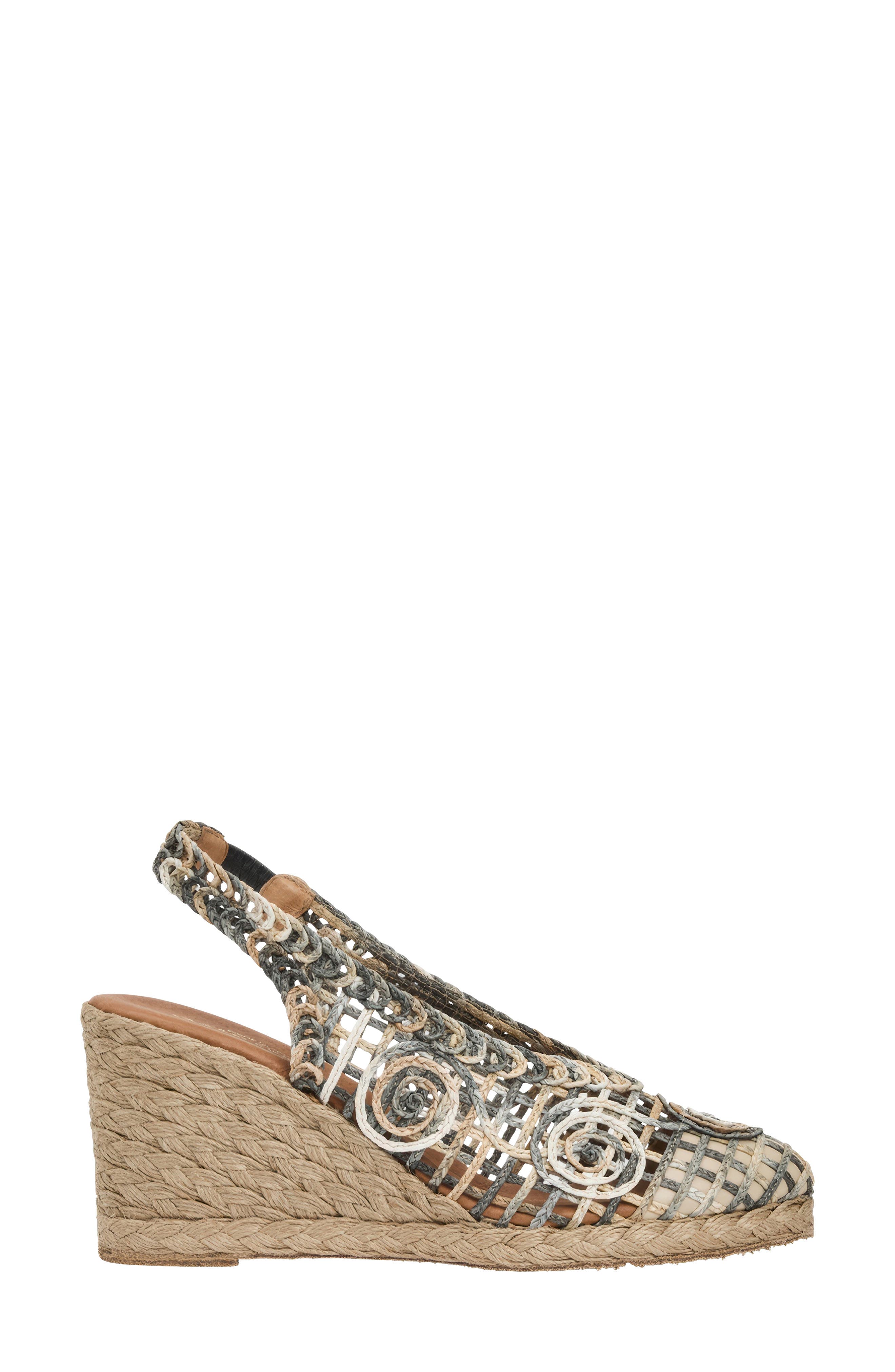 Pamala Slingback Wedge Pump, Alternate, color, BLACK/ NATURAL RAFFIA